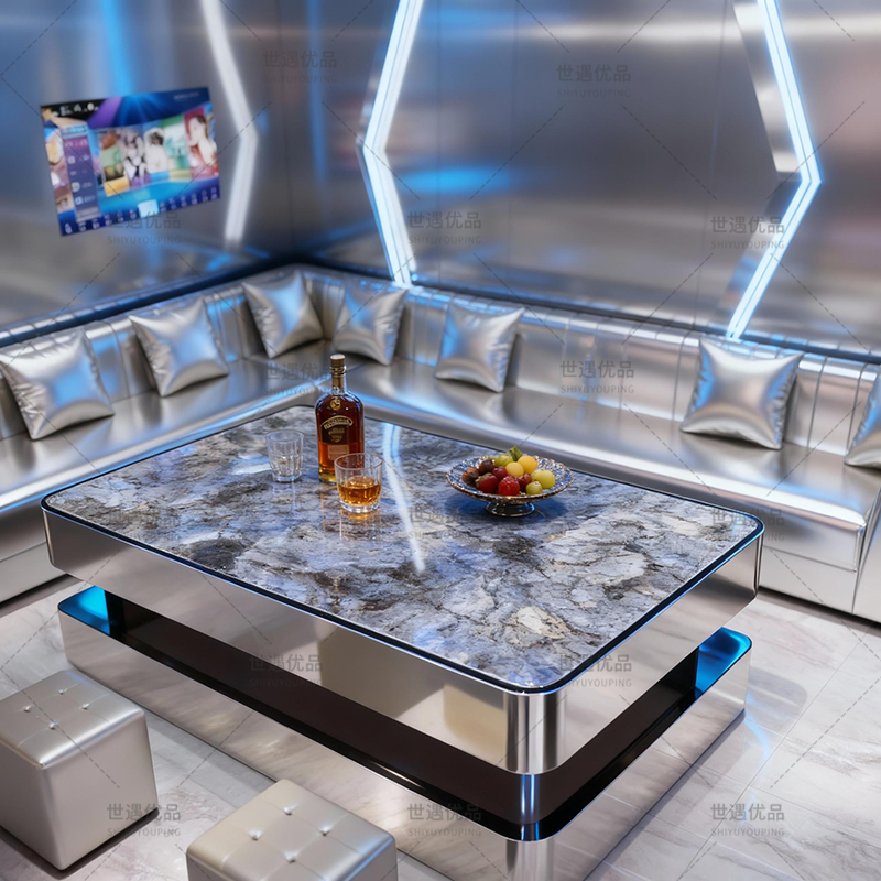 KTV茶几专用岩板不锈钢桌酒吧会所大厅轻奢桌子包厢卡座定制,淘宝优惠券,粉丝福利购,淘宝优惠卷