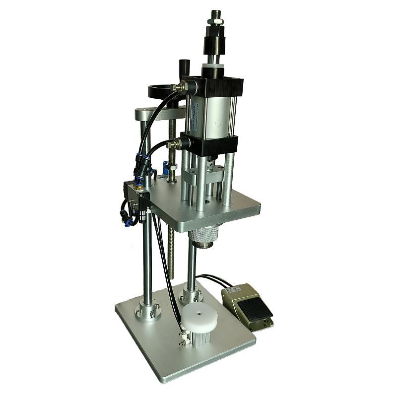 桌面式半自动香水扎盖机手动卡口香水瓶封口机脚踏小型气动扎盖机 - 图0