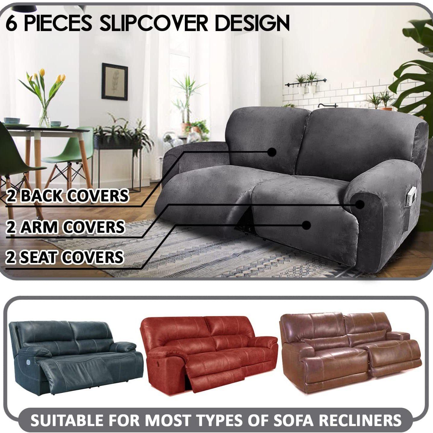 亚马逊加大两人位分体6片式天鹅绒芝华士沙发套头等舱椅套防尘罩,淘宝优惠券,粉丝福利购,淘宝优惠卷