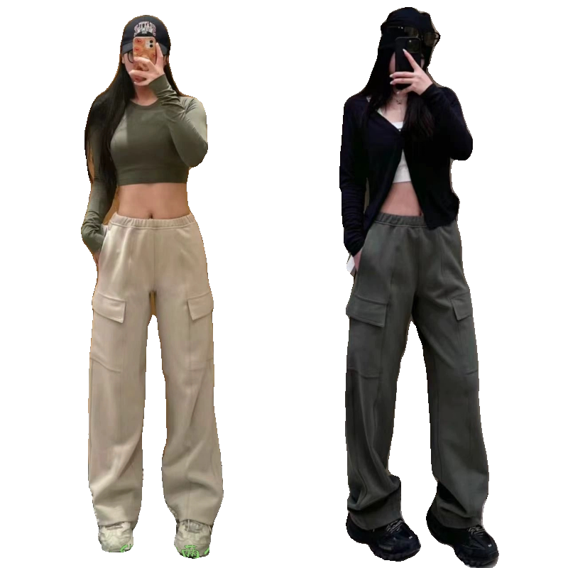 新品 女团神裤~From推荐显瘦工装裤运动宽松Coton直筒阔腿裤女 秋