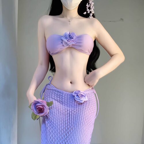 2026新款比基尼泳衣女泰式辣妹性感抹胸长裙绝美海边温泉度假聚拢 - 图1
