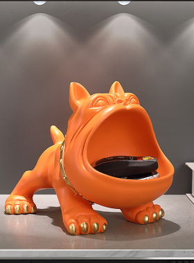 简约现代法斗犬玄关钥匙收纳摆件