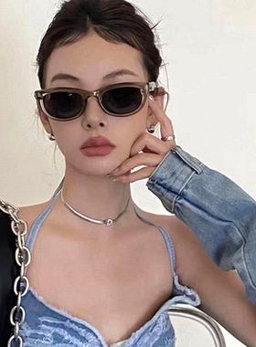 2025年新款韩版橄榄绿猫眼墨镜女适合小脸凹造型遮阳街拍太阳眼镜