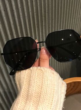 透明蓝色太阳镜男士多边形金属开车韩版潮海边旅行眼镜女墨镜时尚