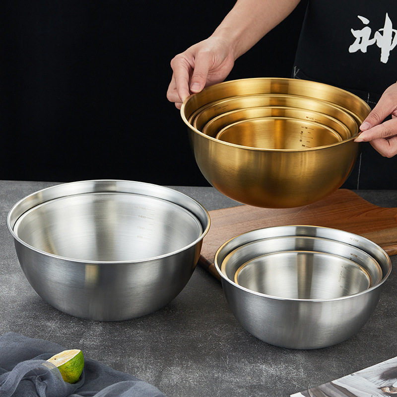 不锈钢冷面碗带刻度水果沙拉碗料理盆饭碗拉面碗打蛋盆汤碗和面盆,淘宝优惠券,粉丝福利购,淘宝优惠卷