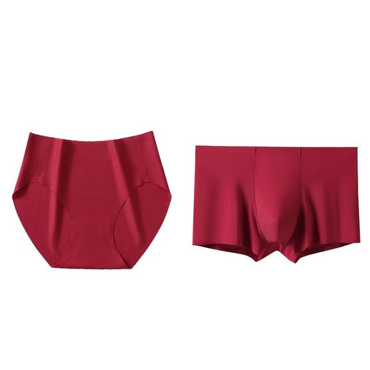 红色内裤结婚情侣一对新娘新郎新婚无痕冰丝套装大码内衣袜子男士