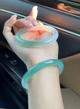 油青色玉髓手镯远山黛玛瑙玉镯子