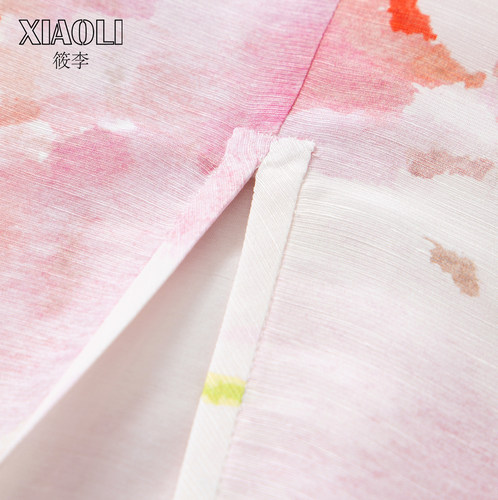 【XIAOLI筱李】优雅粉色花朵印花蕾丝装饰边半身裙女25秋新品 - 图3