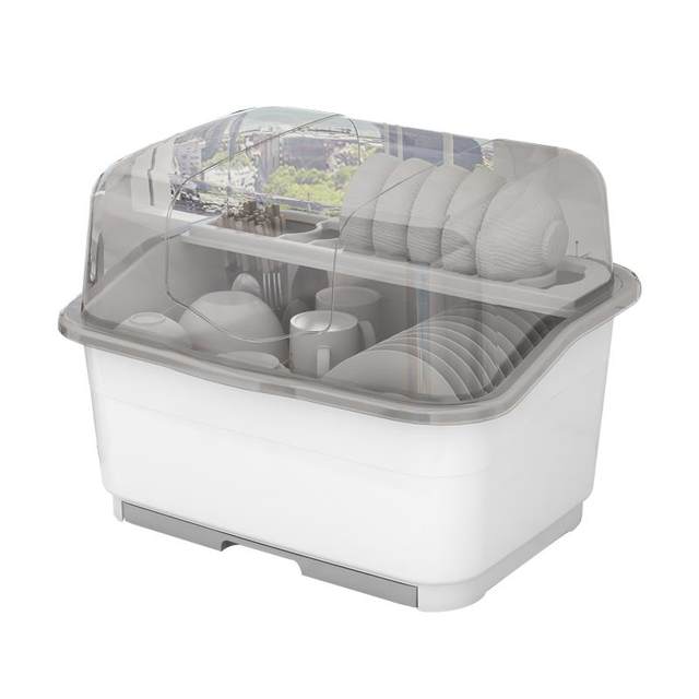 Kitchen countertop bowl and chopstick storage box drain drying rack plastic household cupboard double-layer bowl storage box