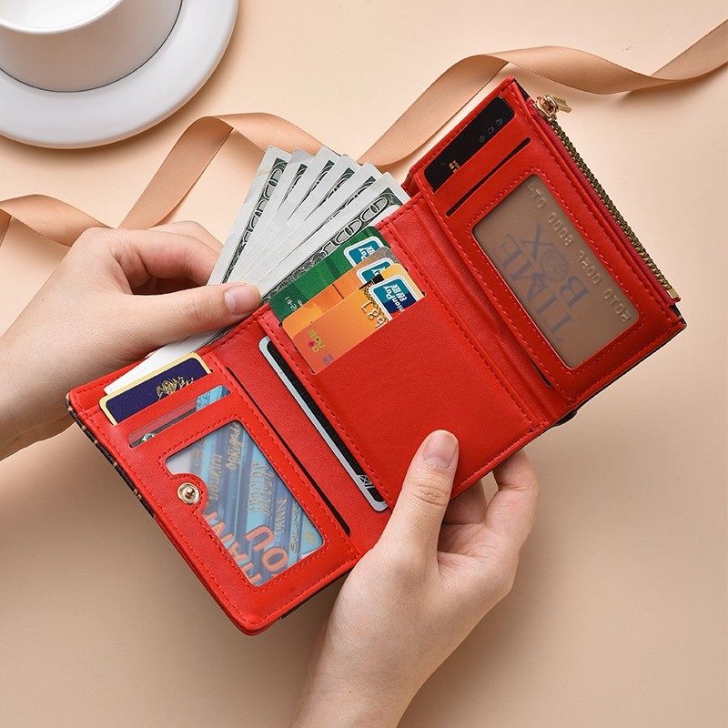 保罗钱包女防盗刷短款卡包女士精致高档三折叠小众设计小巧零钱包,淘宝优惠券,粉丝福利购,淘宝优惠卷