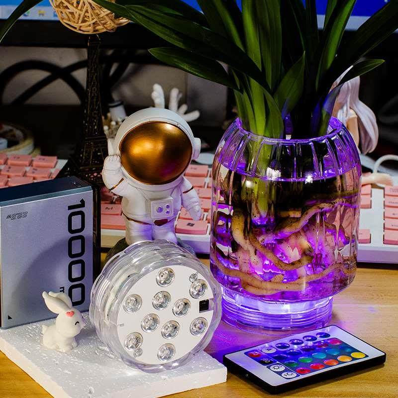 LED充电潜水灯遥控七彩漂浮装饰灯鱼缸吸盘泳池水底 RGBW防水灯,淘宝优惠券,粉丝福利购,淘宝优惠卷