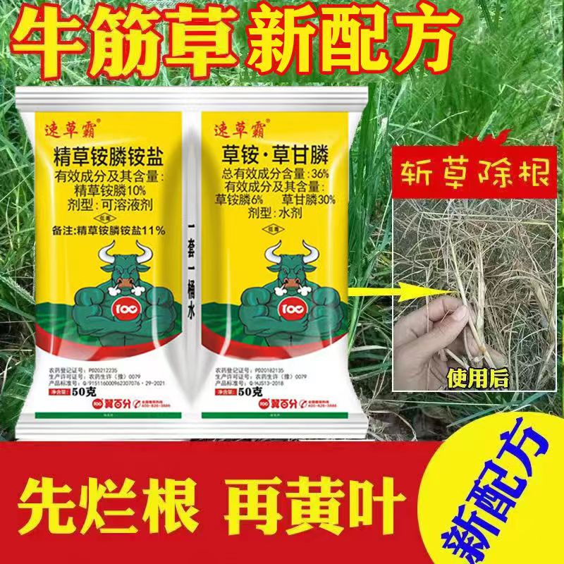 47%精草胺磷铵盐草胺膦牛筋草小飞蓬除草剂死根烂根除杂草一扫光-图0