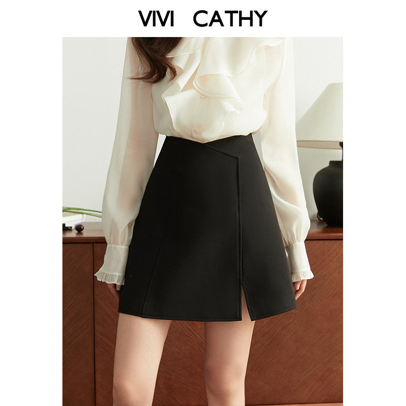 VIVICATHY大码高腰显瘦A字半身裙