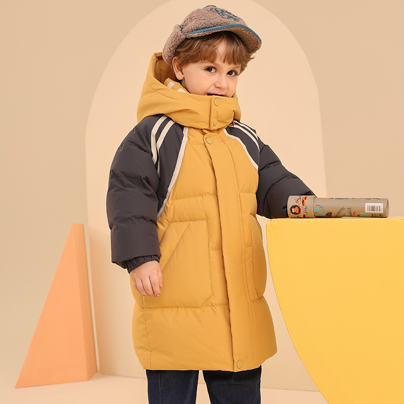 儿童宝宝可爱冬季新款中长款羽绒服男童连帽保暖宽松洋气防寒外套 - 图3