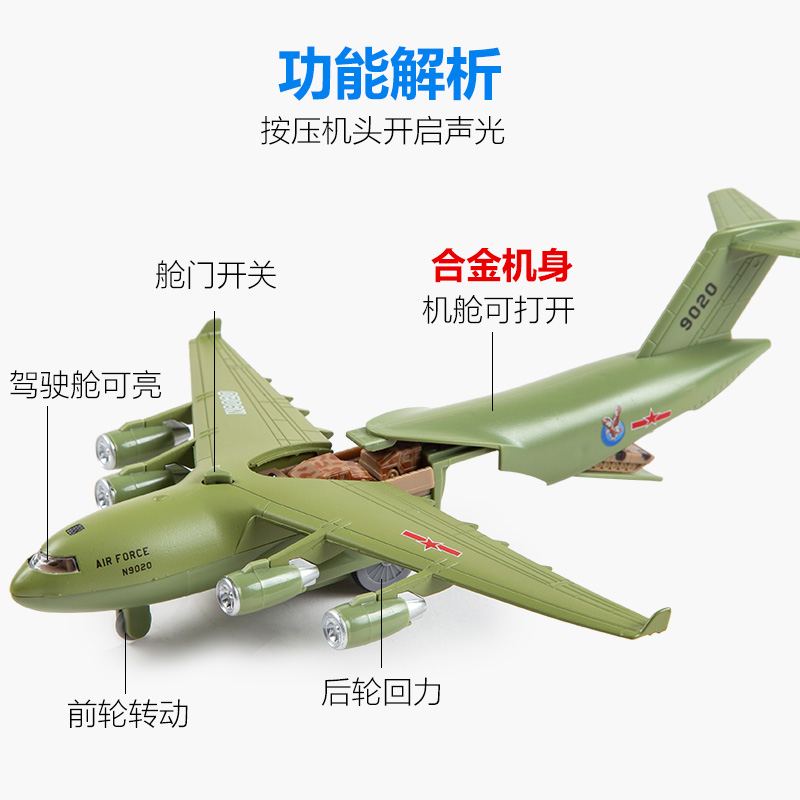 合金飞机模型 C17霸王运输机直升机战斗机客机仿真男孩儿童玩具-图0