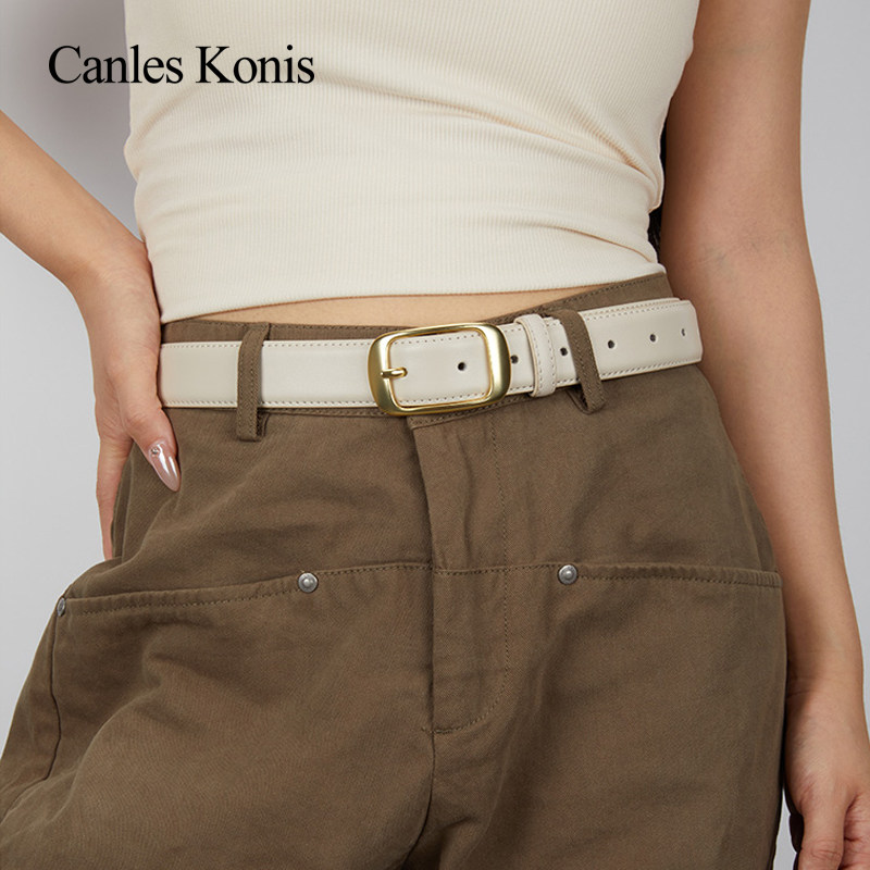 官网小Canles Konis真皮腰带女款装饰配牛仔裤白色皮带女2025新款,淘宝优惠券,粉丝福利购,淘宝优惠卷