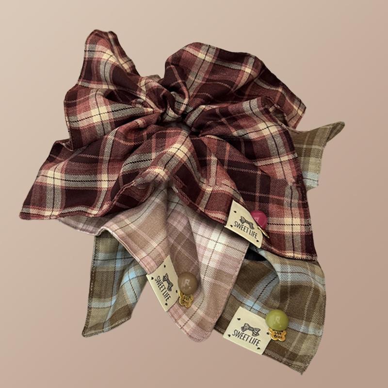 韩系学院风格子方巾大肠发圈女秋冬高级感扎头发头饰方形超大头绳 - 图3