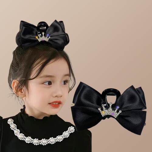 儿童蝴蝶结发饰小女孩新年皇冠双面抓夹女童在逃公主后脑勺鲨鱼夹 - 图2