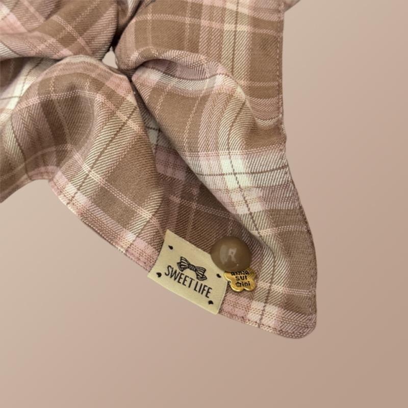 韩系学院风格子方巾大肠发圈女秋冬高级感扎头发头饰方形超大头绳 - 图1