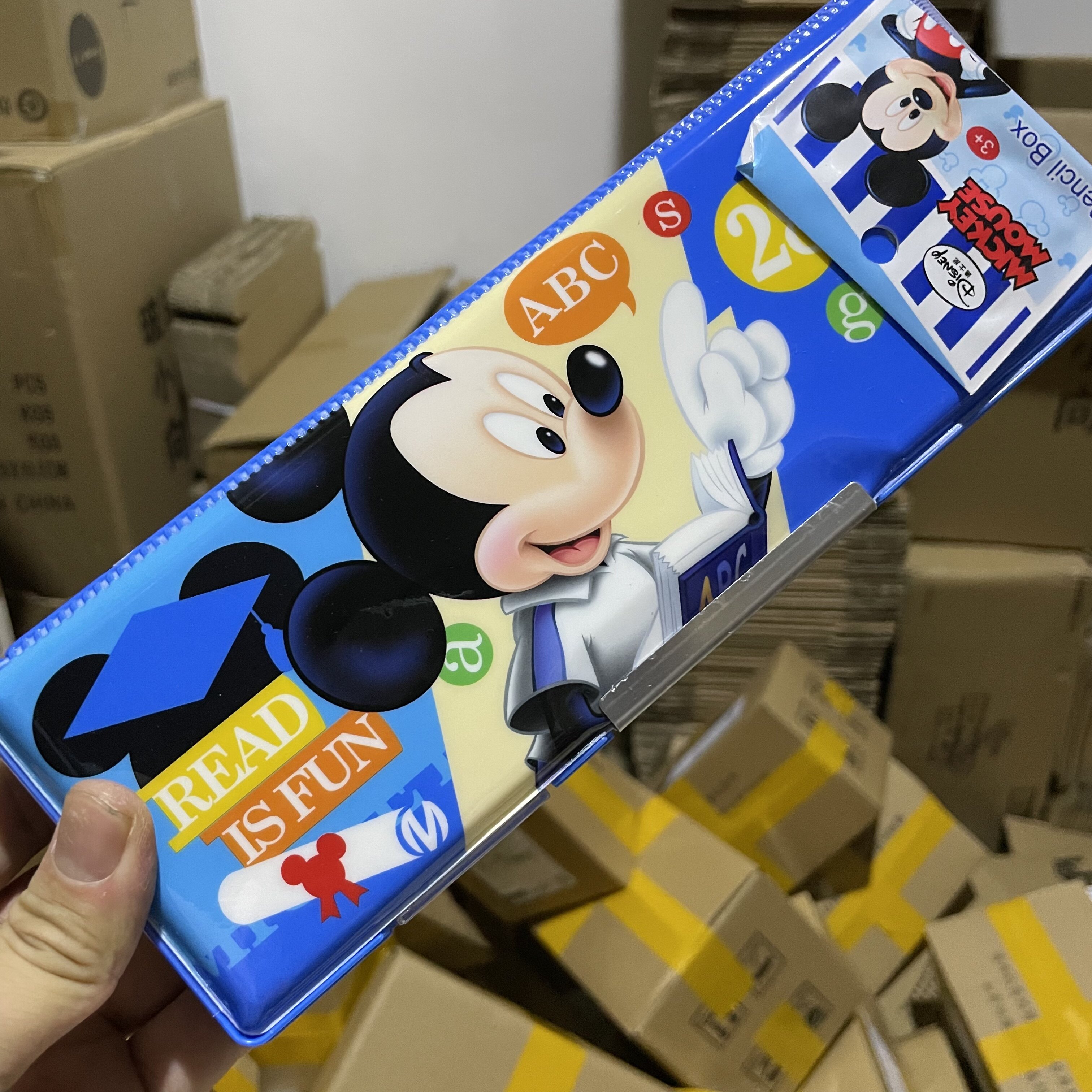 正版迪士尼塑料双开大容量文具盒男孩女孩铅笔盒米妮米奇公主