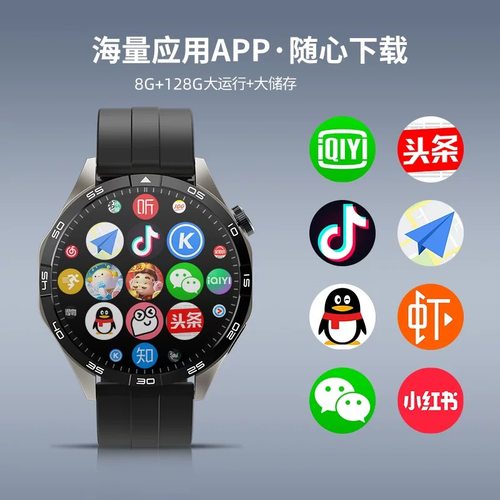 蜂窝GT4插卡5G智能电话手表华强北watch男女款WiFi上网下载定位成人运动手表初中学生适用苹为 - 图0