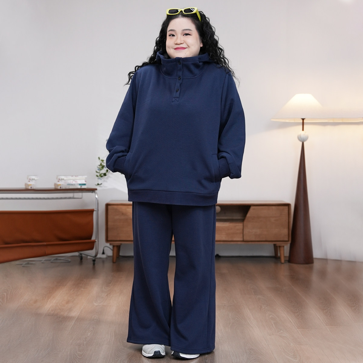 福饮沸别【慵懒暖呼呼】加绒秋冬大码胖mm连帽套装25162/25149,淘宝优惠券,粉丝福利购,淘宝优惠卷