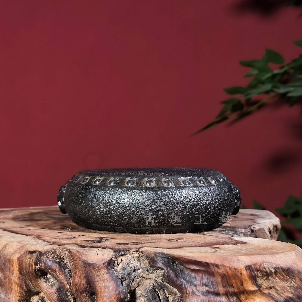 新中式仿古做旧石鼓茶宠摆件创意小底座盖置杯垫客厅茶桌装饰造景,淘宝优惠券,粉丝福利购,淘宝优惠卷