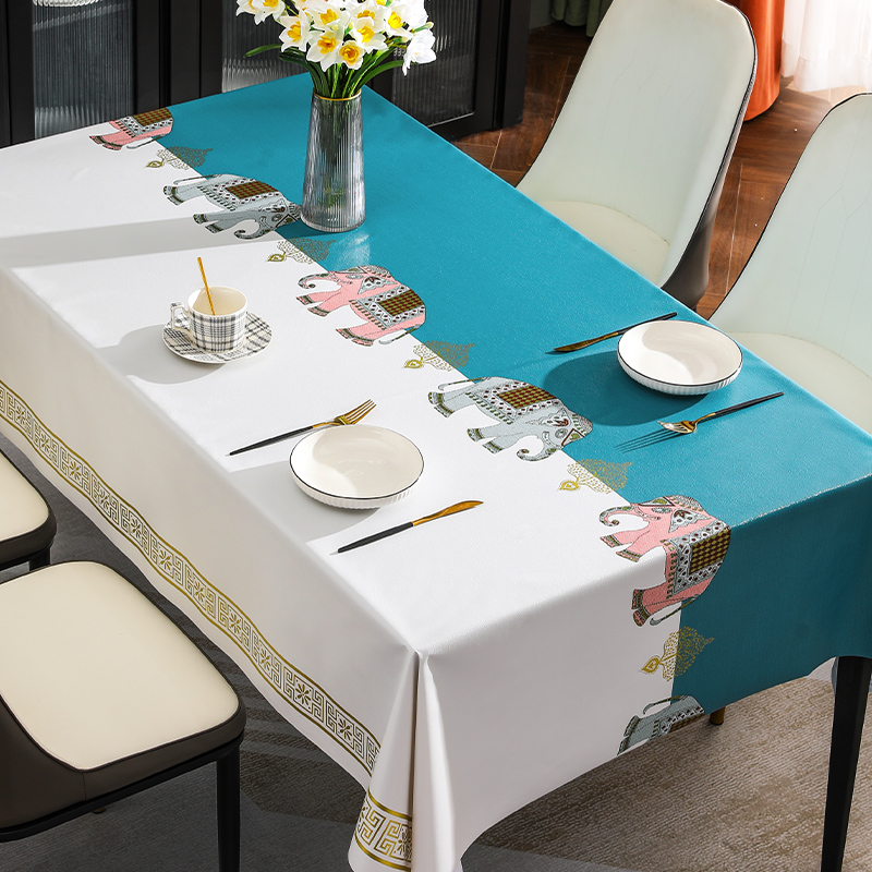 桌布免洗防水防油防烫PVC椭圆长方形餐桌布茶几现代简约台布新款-图0