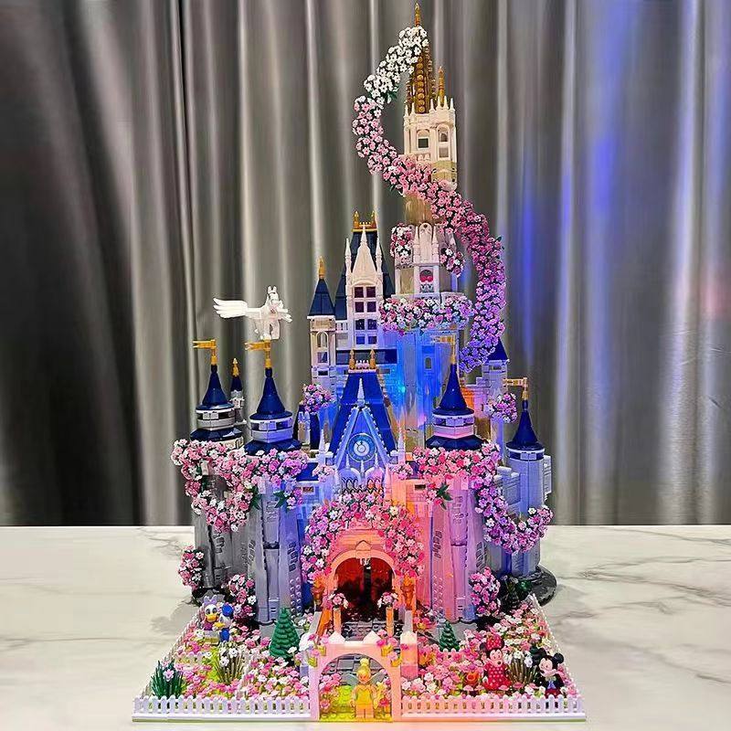 积木2024新款玩具女孩子礼物益智拼装建筑樱花迪士尼公主城堡拼图
