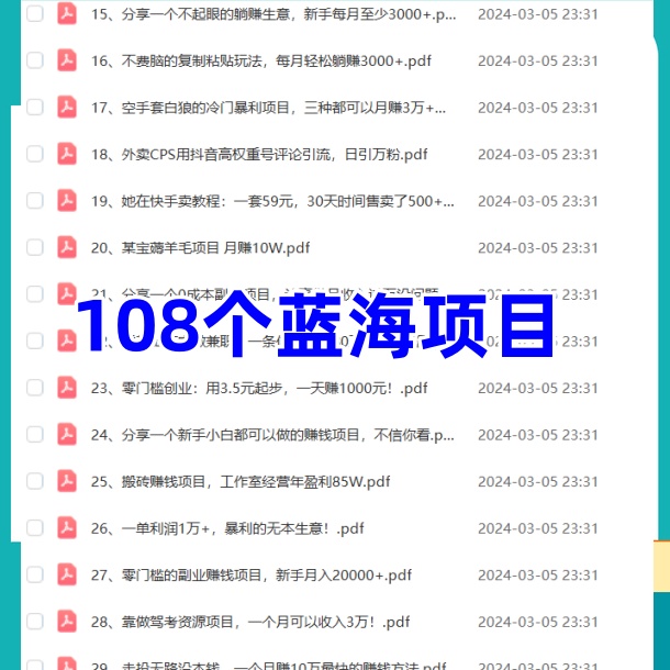 蓝海项目创业副业冷门小成本创业项目资料108创业低成本项目创业 - 图1