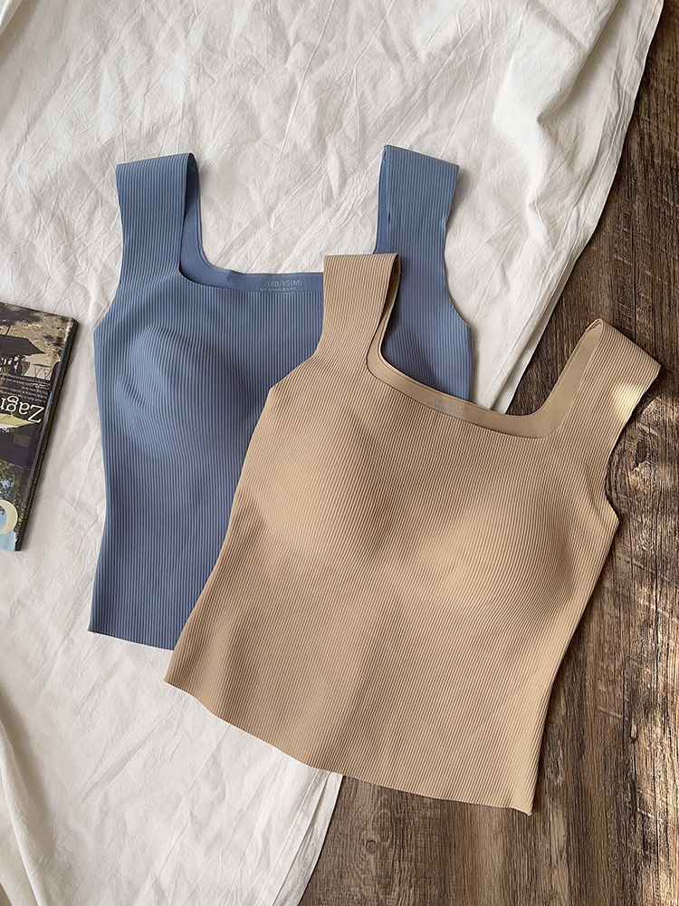 拾叶里夏季宽肩带背心女内搭打底可拆胸垫内衣免穿文胸可外穿背心 - 图1