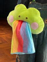 Rainbow Frog Hug Pillow Mouth Puffin Aromas Frog Head Vomiting Rainbow Sofa With Pillow Rainbow Afternoon Nap Blanket On-board Pillow