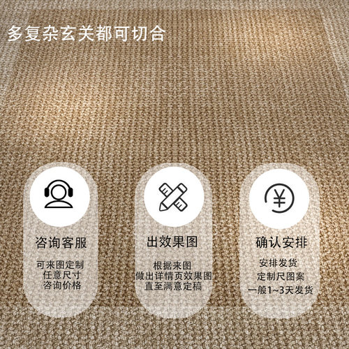 门口入户进门地垫家用玄关门垫客厅地毯纯色仿剑麻垫子防滑脚踏垫 - 图2