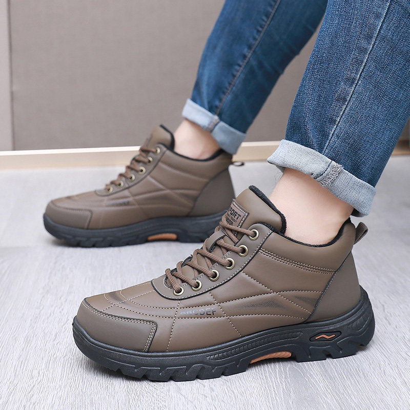 2025新款冬季老北京棉鞋男加绒加厚一脚蹬爸爸棉靴保暖防滑雪地靴,淘宝优惠券,粉丝福利购,淘宝优惠卷