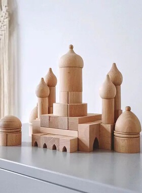 样板间儿童房创意木质城堡积木