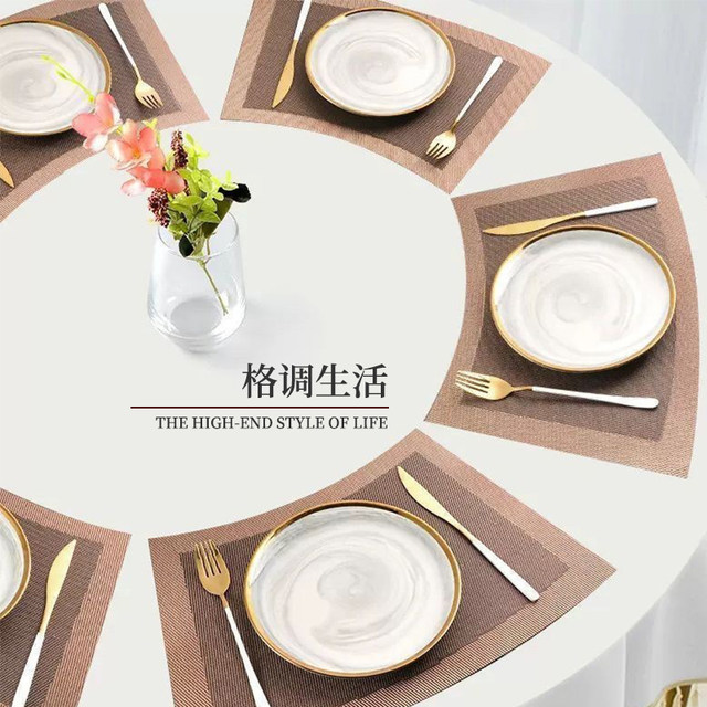 New Chinese round table fan-shaped placemat dining table mat cloth