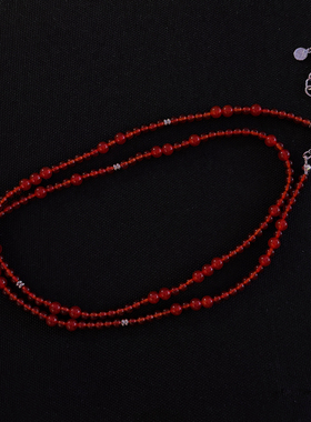 waki 石榴之歌 Pom Ballad 红色系石榴色玛瑙串珠项链长款