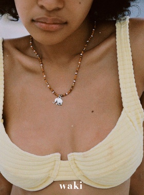 waki 旷野游猎 Outback Safari 棕色系大象吊坠米珠串珠项链