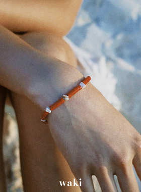 waki 新年限定系列 红色玉石天然珍珠手工串珠手链