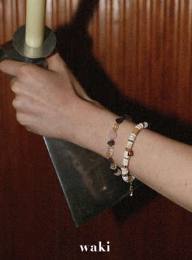 waki 心跳白沙岛 White Sand Heartbeat 爱心白色天然石串珠手链