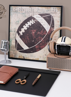 轻奢样板间儿童房摆件美式书桌软装橄榄球主题桌面耳机音箱装饰品
