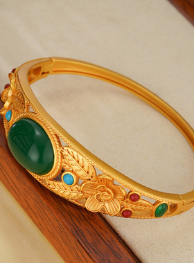 法国coopkoop年新款古法宫廷风花开富贵手镯复古精雕梅花古典