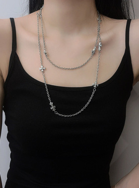 法国chrry koop复古暗黑风项链亚文化哥特风长款镶钻毛衣链小众