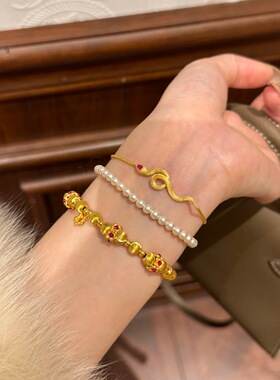 法国coopkoops925银巳年红蛇套装中古拉丝新年蛇轻奢精致气质