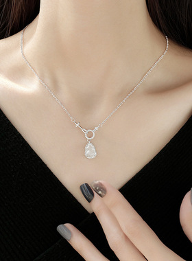 法国coopkoops925银白玉髓葫芦项链轻奢高级感环环相扣锁骨链