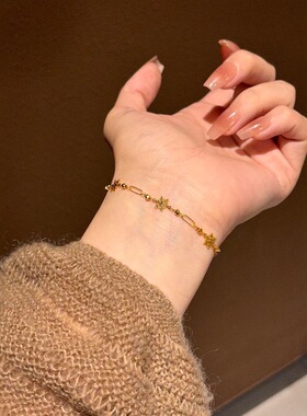 法国coopkoops925银金色环扣雪花手链高颜值设计感秋冬瑞丽叠戴