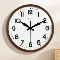 Solid wood hanging clock Living room Home hanging wall Large number minimalist fashion clock hanging wall Electronic bell wall Digital quartz clock