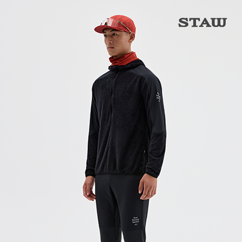 STAW世拓越野连帽抓绒长袖T恤秋冬保暖透气加绒跑步运动P绒速干衣 - 图3