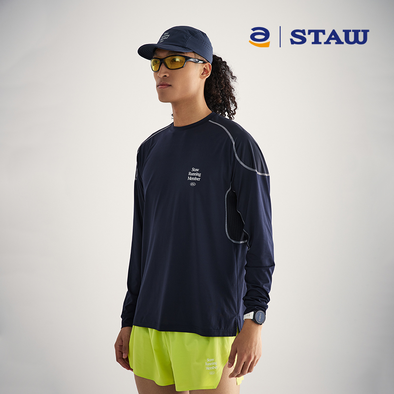 STAW世拓运动分区散热跑步长袖COOLMAX3A抗菌马拉松训练T恤速干衣