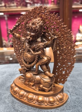 俱誓法王/阎罗王/阎魔护法/曲杰/阎魔敌/却甲/地狱主15cm紫铜佛像